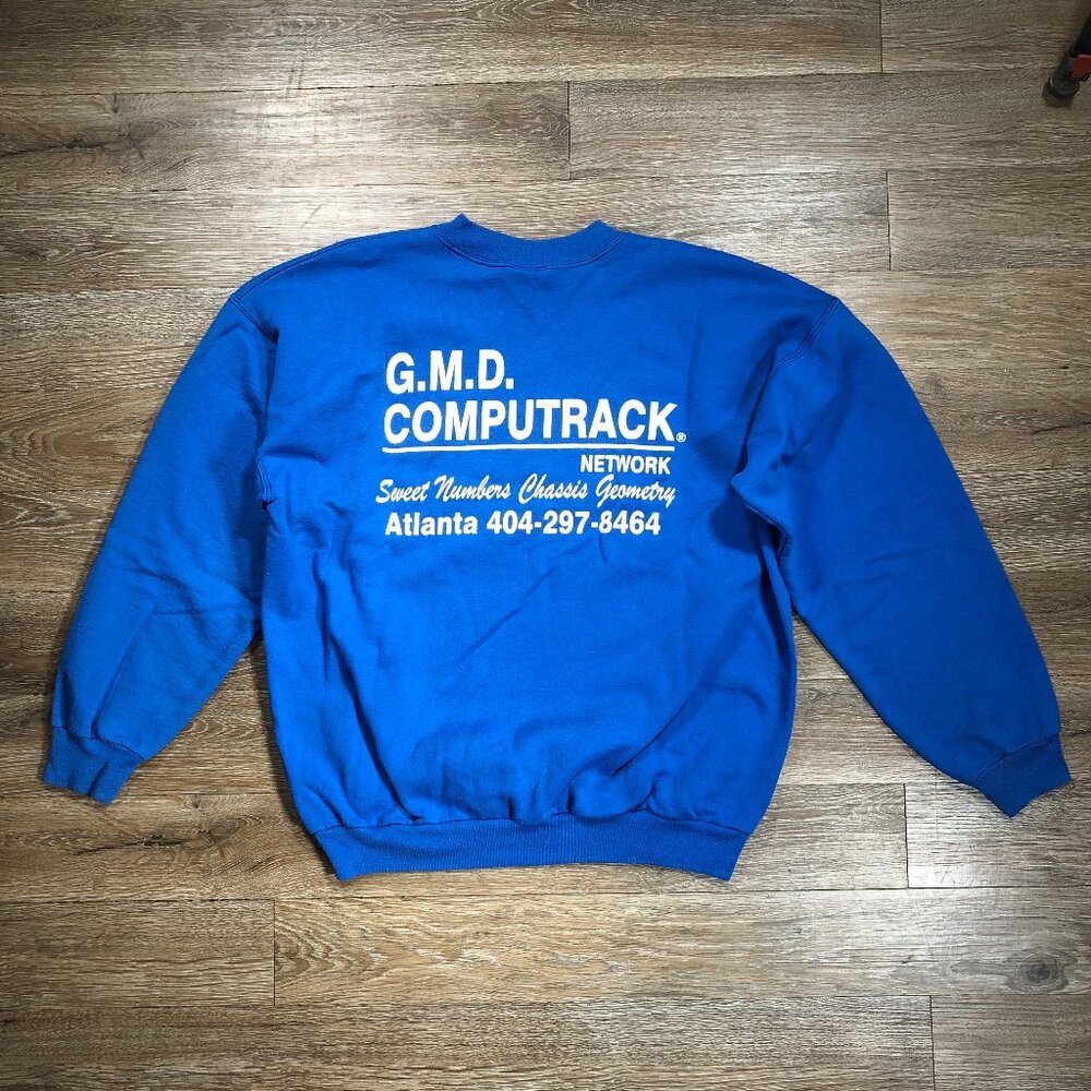 GMD Computrack Hanes ComfortBlend Large Unisex Crew Sweat Blue Motorcycle Repair